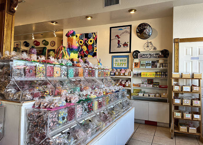 Racks of various candies